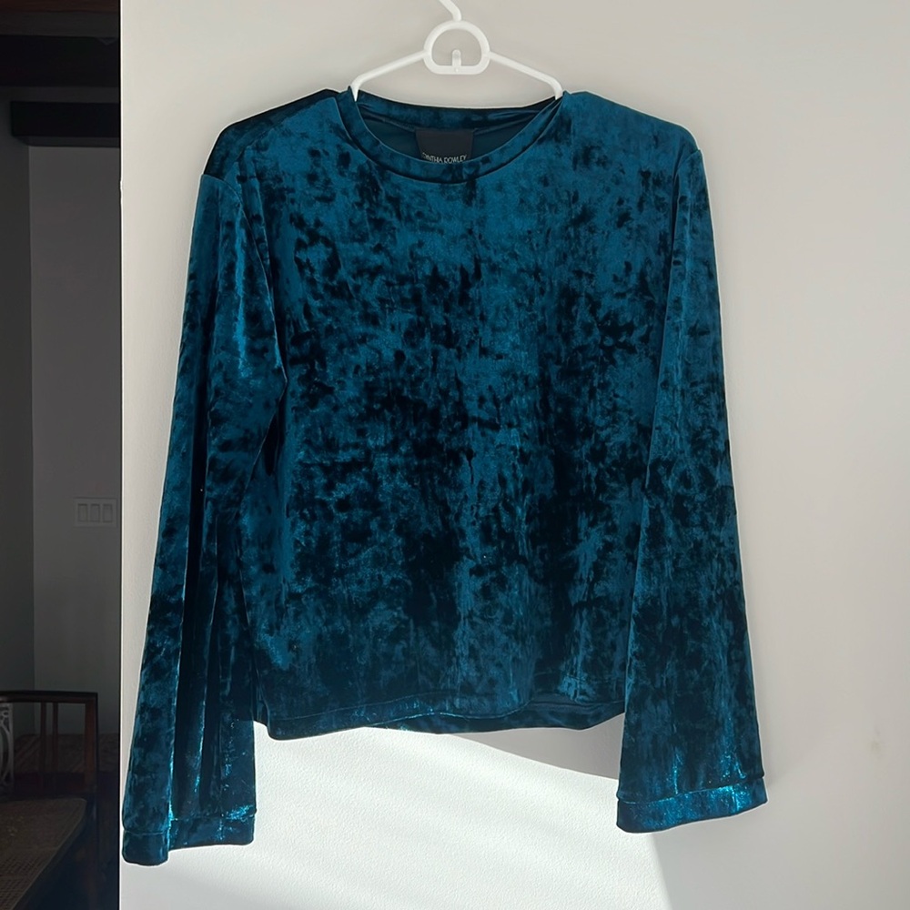 Cynthia Rowley Blue Velvet Blouse
